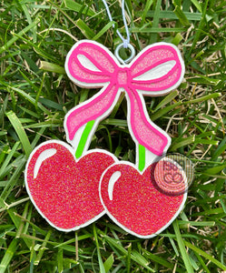 Heart Cherries with Bow Car Freshie