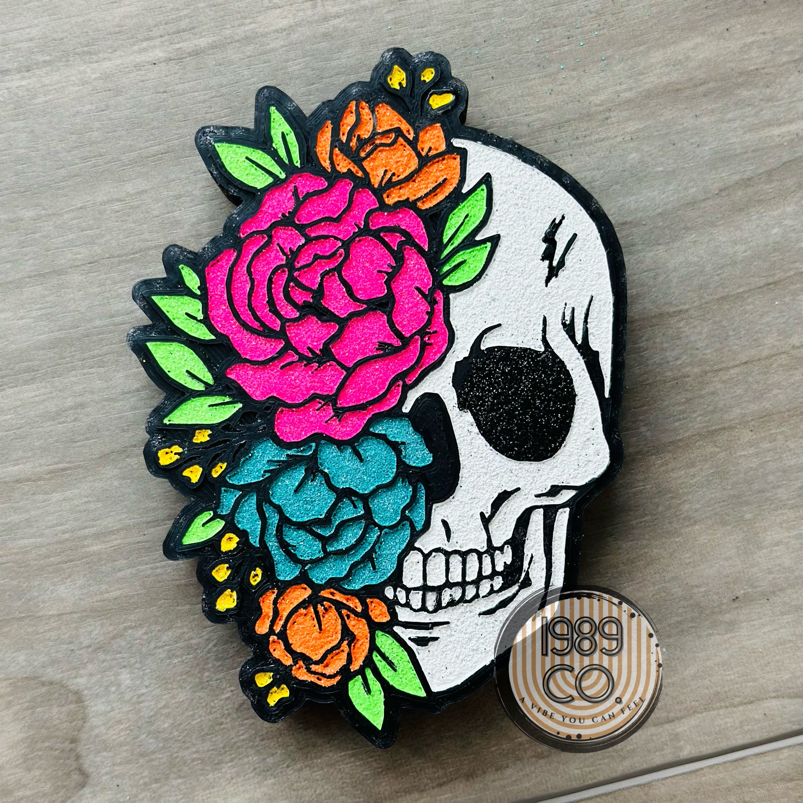 Floral Skull Car Freshie